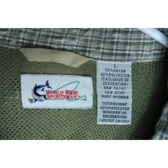 World Wide Sportsman Fishing Shirt Plaid Button Down Outdoors Vented Men's Large - Picture 8 of 8